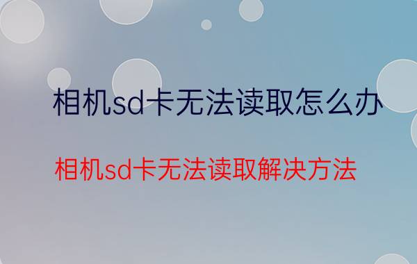 相机sd卡无法读取怎么办 相机sd卡无法读取解决方法